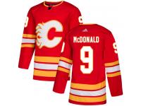 Youth Adidas NHL Calgary Flames #9 Lanny McDonald Authentic Alternate Jersey Red Adidas