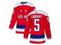 Youth Adidas NHL Washington Capitals #5 Rod Langway Authentic Alternate Jersey Red Adidas