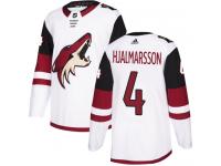 Youth Adidas Niklas Hjalmarsson Authentic White Away NHL Jersey Arizona Coyotes #4