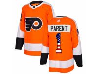 Youth Adidas Philadelphia Flyers #1 Bernie Parent Orange USA Flag Fashion NHL Jersey