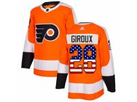 Youth Adidas Philadelphia Flyers #28 Claude Giroux Orange USA Flag Fashion NHL Jersey