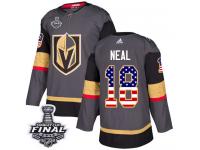 Youth Adidas Vegas Golden Knights #18 James Neal Gray Authentic USA Flag Fashion 2018 Stanley Cup Final NHL Jersey