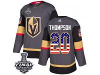 Youth Adidas Vegas Golden Knights #20 Paul Thompson Gray Authentic USA Flag Fashion 2018 Stanley Cup Final NHL Jersey