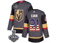 Youth Adidas Vegas Golden Knights #21 Cody Eakin Gray Authentic USA Flag Fashion 2018 Stanley Cup Final NHL Jersey