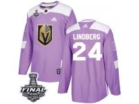 Youth Adidas Vegas Golden Knights #24 Oscar Lindberg Purple Authentic Fights Cancer Practice 2018 Stanley Cup Final NHL Jersey