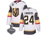 Youth Adidas Vegas Golden Knights #24 Oscar Lindberg White Away Authentic 2018 Stanley Cup Final NHL Jersey