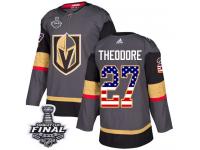 Youth Adidas Vegas Golden Knights #27 Shea Theodore Gray Authentic USA Flag Fashion 2018 Stanley Cup Final NHL Jersey