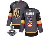 Youth Adidas Vegas Golden Knights #3 Brayden McNabb Gray Authentic USA Flag Fashion 2018 Stanley Cup Final NHL Jersey