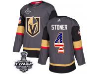 Youth Adidas Vegas Golden Knights #4 Clayton Stoner Gray Authentic USA Flag Fashion 2018 Stanley Cup Final NHL Jersey