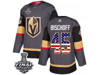 Youth Adidas Vegas Golden Knights #45 Jake Bischoff Gray Authentic USA Flag Fashion 2018 Stanley Cup Final NHL Jersey