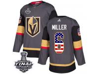 Youth Adidas Vegas Golden Knights #6 Colin Miller Gray Authentic USA Flag Fashion 2018 Stanley Cup Final NHL Jersey