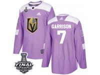 Youth Adidas Vegas Golden Knights #7 Jason Garrison Purple Authentic Fights Cancer Practice 2018 Stanley Cup Final NHL Jersey