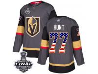 Youth Adidas Vegas Golden Knights #77 Brad Hunt Gray Authentic USA Flag Fashion 2018 Stanley Cup Final NHL Jersey