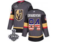 Youth Adidas Vegas Golden Knights #84 Mikhail Grabovski Gray Authentic USA Flag Fashion 2018 Stanley Cup Final NHL Jersey