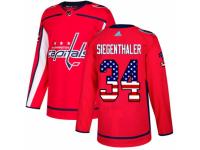 Youth Adidas Washington Capitals #34 Jonas Siegenthaler Red USA Flag Fashion NHL Jersey