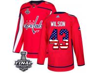 Youth Adidas Washington Capitals #43 Tom Wilson Red Authentic USA Flag Fashion 2018 Stanley Cup Final NHL Jersey