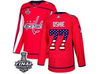 Youth Adidas Washington Capitals #77 T.J. Oshie Red Authentic USA Flag Fashion 2018 Stanley Cup Final NHL Jersey