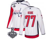 Youth Adidas Washington Capitals #77 T.J. Oshie White Away Authentic 2018 Stanley Cup Final NHL Jersey