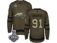 Youth Adidas Washington Capitals #91 Tyler Graovac Green Authentic Salute to Service 2018 Stanley Cup Final NHL Jersey
