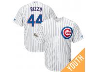 Youth Anthony Rizzo #44 Chicago Cubs 2017 Postseason White Cool Base Jersey