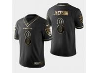 Youth Baltimore Ravens #8 Lamar Jackson Golden Edition Vapor Untouchable Limited Jersey - Black