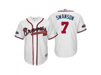 Youth Braves 2018 Postseason Home White Dansby Swanson Cool Base Jersey