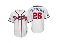 Youth Braves 2018 Postseason Home White Mike Foltynewicz Cool Base Jersey
