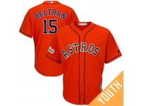 Youth Carlos Beltran #15 Houston Astros 2017 Postseason Orange Cool Base Jersey