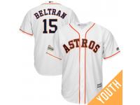 Youth Carlos Beltran #15 Houston Astros 2017 Postseason White Cool Base Jersey