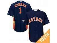 Youth Carlos Correa #1 Houston Astros 2017 Postseason Navy Cool Base Jersey