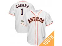 Youth Carlos Correa #1 Houston Astros 2017 Postseason White Cool Base Jersey