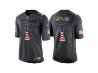 Youth Carolina Panthers #1 Cam Newton Anthracite Salute to Service USA Flag Fashion Jersey