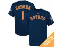 Youth Houston Astros Carlos Correa #1 Navy Name & Number 2017 World Series Champions T-Shirt