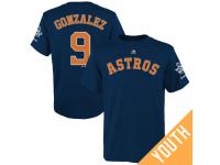 Youth Houston Astros Marwin Gonzalez #9 Navy Name & Number 2017 World Series Champions T-Shirt