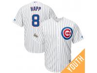 Youth Ian Happ #8 Chicago Cubs 2017 Postseason White Cool Base Jersey