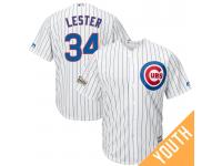 Youth Jon Lester #34 Chicago Cubs 2017 Postseason White Cool Base Jersey