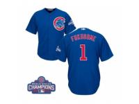 Youth Majestic Chicago Cubs #1 Kosuke Fukudome Authentic Royal Blue Alternate 2016 World Series Champions Cool Base MLB Jersey