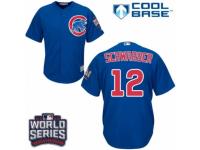 Youth Majestic Chicago Cubs #12 Kyle Schwarber Authentic Royal Blue Alternate 2016 World Series Bound Cool Base MLB Jersey