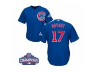 Youth Majestic Chicago Cubs #17 Kris Bryant Authentic Royal Blue Alternate 2016 World Series Champions Cool Base MLB Jersey