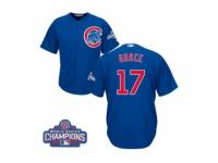 Youth Majestic Chicago Cubs #17 Mark Grace Authentic Royal Blue Alternate 2016 World Series Champions Cool Base MLB Jersey