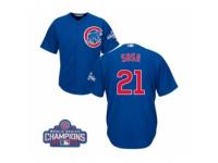 Youth Majestic Chicago Cubs #21 Sammy Sosa Authentic Royal Blue Alternate 2016 World Series Champions Cool Base MLB Jersey