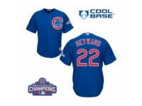 Youth Majestic Chicago Cubs #22 Jason Heyward Authentic Royal Blue Alternate 2016 World Series Champions Cool Base MLB Jersey