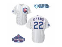 Youth Majestic Chicago Cubs #22 Jason Heyward Authentic White Home 2016 World Series Champions Cool Base MLB Jersey