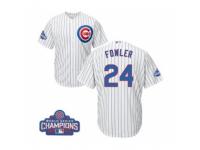 Youth Majestic Chicago Cubs #24 Dexter Fowler Authentic White Home 2016 World Series Champions Cool Base MLB Jersey