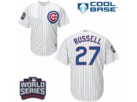 Youth Majestic Chicago Cubs #27 Addison Russell Authentic White Home 2016 World Series Bound Cool Base MLB Jersey