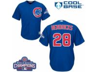 Youth Majestic Chicago Cubs #28 Kyle Hendricks Royal Blue Alternate 2016 World Series Champions Cool Base MLB Jersey