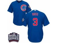 Youth Majestic Chicago Cubs #3 David Ross Authentic Royal Blue Alternate 2016 World Series Bound Cool Base MLB Jersey