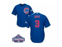 Youth Majestic Chicago Cubs #3 David Ross Authentic Royal Blue Alternate 2016 World Series Champions Cool Base MLB Jersey