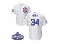 Youth Majestic Chicago Cubs #34 Kerry Wood Authentic White Home 2016 World Series Champions Cool Base MLB Jersey