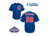 Youth Majestic Chicago Cubs #38 Carlos Zambrano Authentic Royal Blue Alternate 2016 World Series Champions Cool Base MLB Jersey